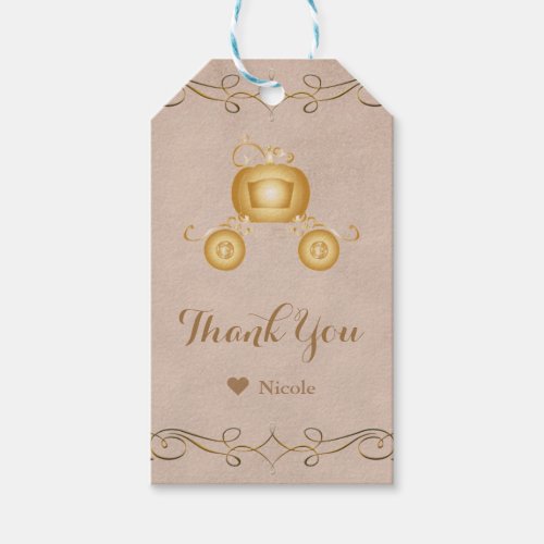 Gold Cinderella Pumpkin Carriage Party Favor Gift Tags