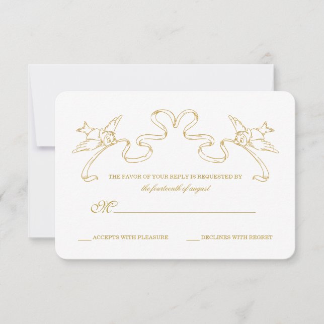 Gold Cinderella Story Book Wedding RSVP Card (Front)