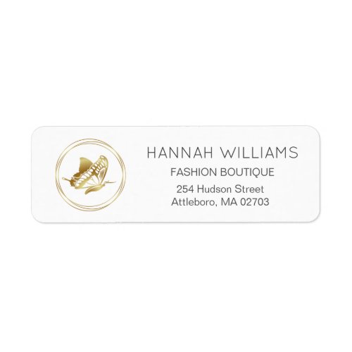 Gold circle butterfly feminine logo label