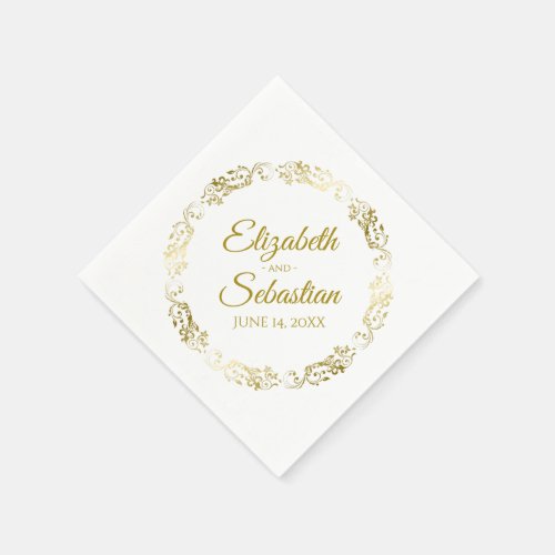 Gold Circle Filigree Elegant Simple Wedding Napkins