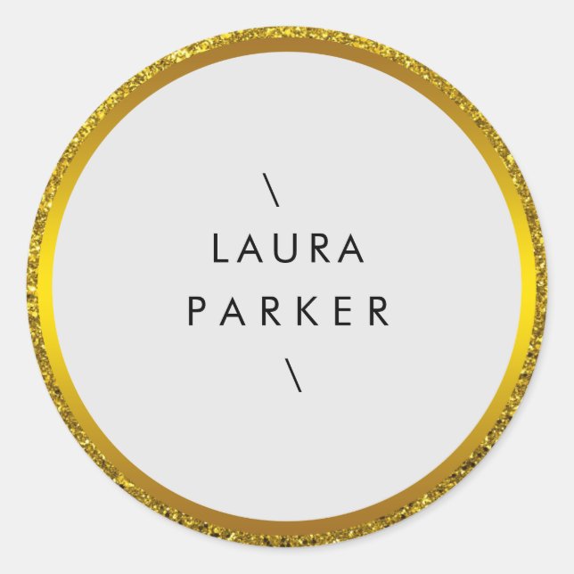 Gold Circle Glitter Rings Border Minimalistic  Classic Round Sticker (Front)
