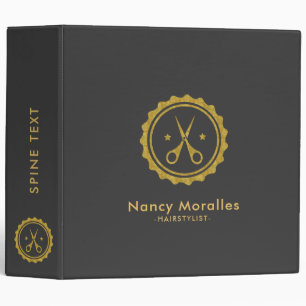 Gold Circle & HairStylist Scissors Logo Binder