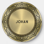 Gold Circle lace mandala with monogram Wireless Charger (Front)