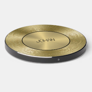 Gold Circle lace monogram Wireless Charger