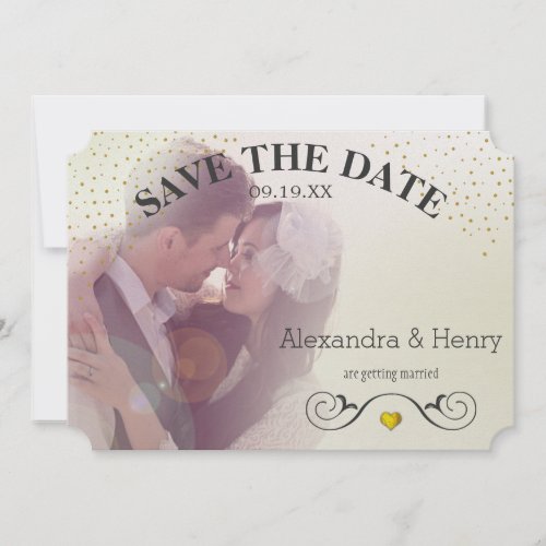 Gold Circle Lights on Back Photo Save the Date