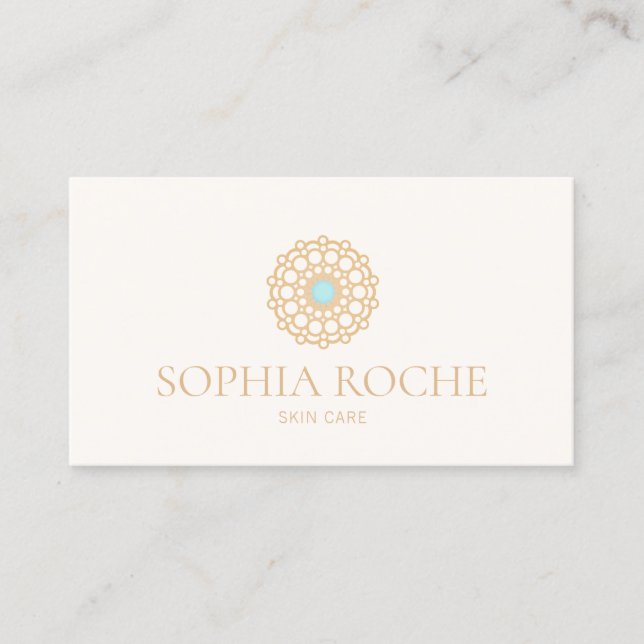 Gold Circle Mandala Logo Beauty Skin Care Spa Business Card (Front)