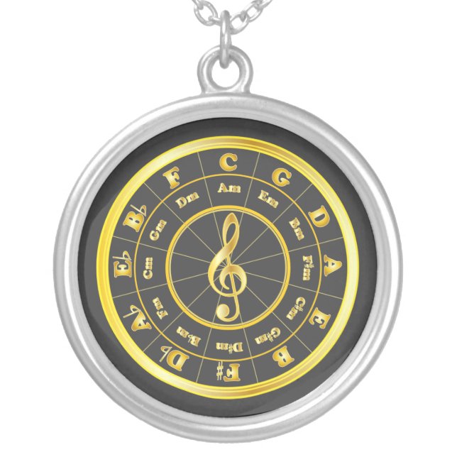 Gold Circle of Fifths Silver Plated Necklace (Front)