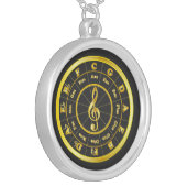 Gold Circle of Fifths Silver Plated Necklace (Front Left)