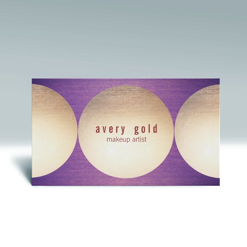 Gold Circle Purple Wood  Modern Beauty Salon Business Card