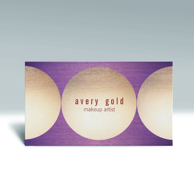 Gold Circle Purple Wood  Modern Beauty Salon Business Card (Creator Uploaded)
