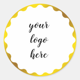 Gold Circle Rings Border Glitter Custom Logo Clas Classic Round Sticker