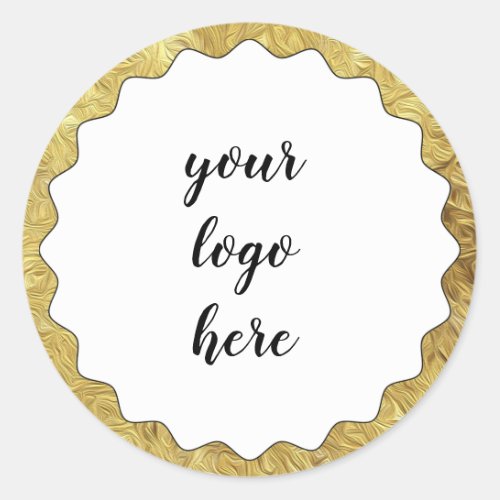 Gold Circle Rings Border Glitter Custom Logo  Clas Classic Round Sticker