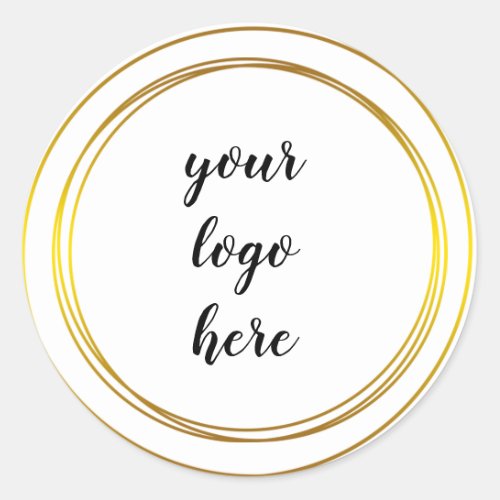 Gold Circle Rings Border Glitter Custom Logo Class Classic Round Sticker