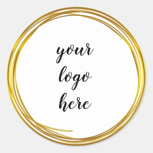 Gold Circle Rings Border Glitter Custom Logo Class Classic Round Sticker