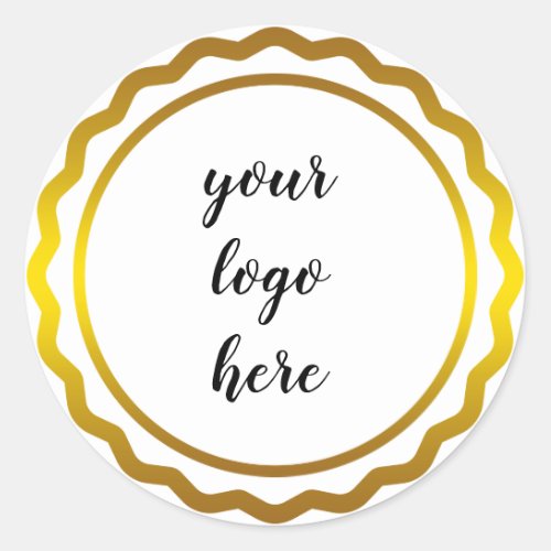 Gold Circle Rings Border Glitter Custom Logo Class Classic Round Sticker