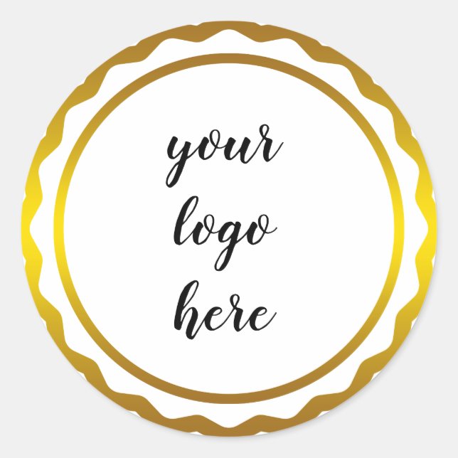 Gold Circle Rings Border Glitter Custom Logo Class Classic Round Sticker (Front)