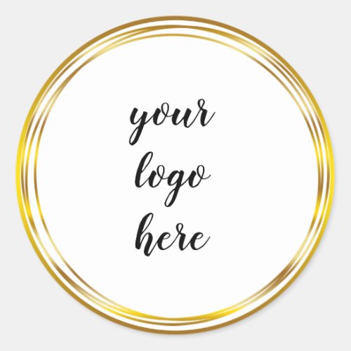 Gold Circle Rings Border Glitter Custom Logo Class Classic Round Sticker