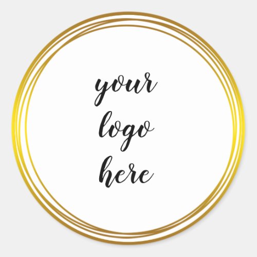 Gold Circle Rings Border Glitter Custom Logo Class Classic Round Sticker