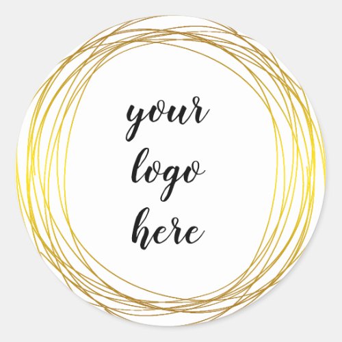 Gold Circle Rings Border Glitter Custom Logo Classic Round Sticker