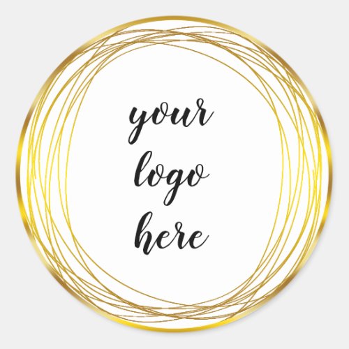 Gold Circle Rings Border Glitter Custom Logo Classic Round Sticker