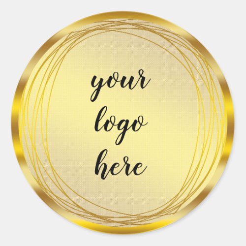 Gold Circle Rings Border Glitter Custom Logo Classic Round Sticker