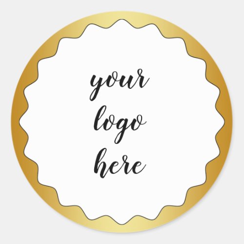 Gold Circle Rings Border Glitter Custom Logo  Classic Round Sticker