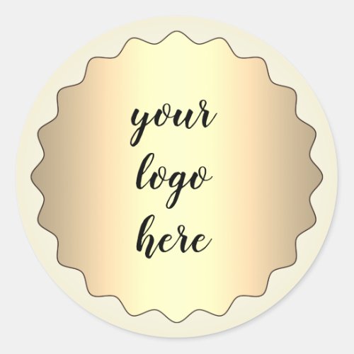 Gold Circle Rings Border Glitter Custom Logo   Classic Round Sticker