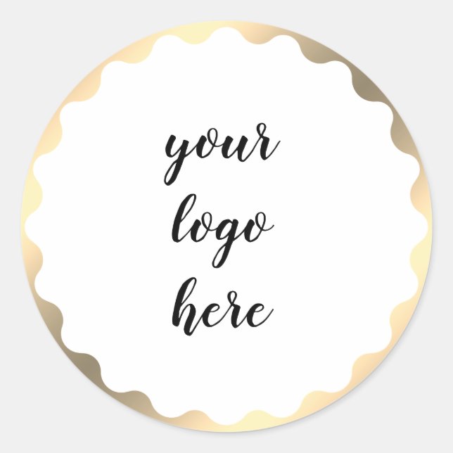 Gold Circle Rings Border Glitter Custom Logo   Classic Round Sticker (Front)