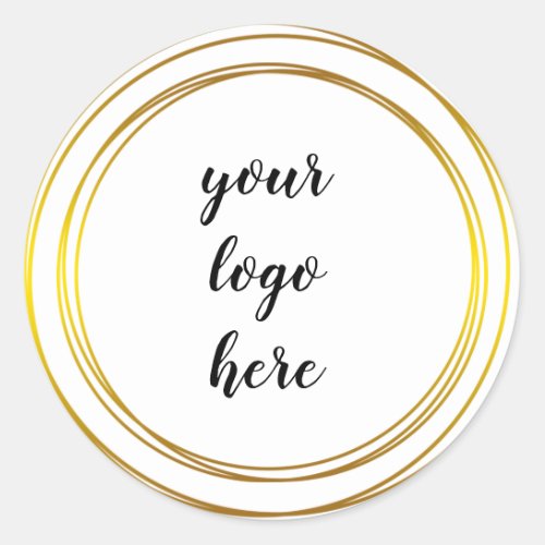 Gold Circle Rings Border Glitter Custom Logo  Classic Round Sticker