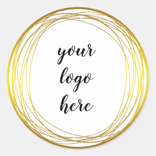 Gold Circle Rings Border Glitter Custom Logo Classic Round Sticker