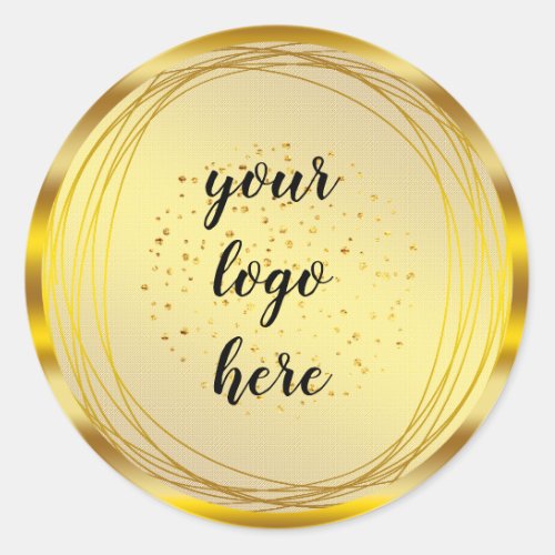 Gold Circle Rings Border Glitter Custom Logo Classic Round Sticker