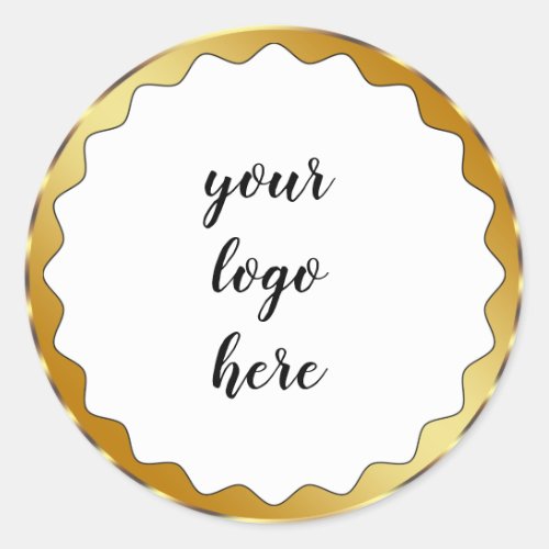 Gold Circle Rings Border Glitter Custom Logo  Classic Round Sticker