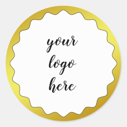 Gold Circle Rings Border Glitter Custom Logo  Classic Round Sticker