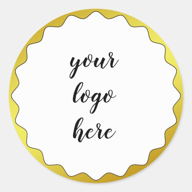 Gold Circle Rings Border Glitter Custom Logo  Classic Round Sticker (Front)