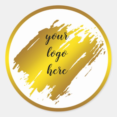 Gold Circle Rings Splatter Glitter Custom Logo Classic Round Sticker