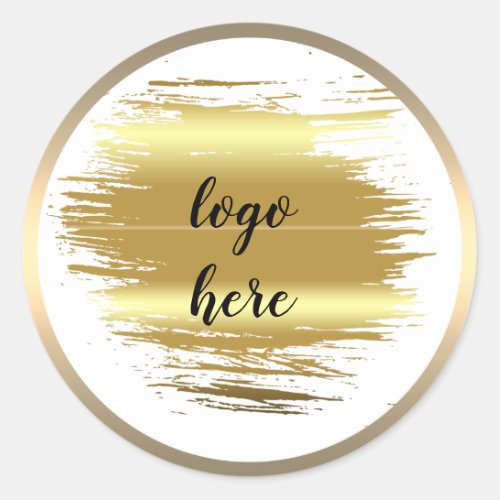 Gold Circle Rings Splatter Glitter Custom Logo Classic Round Sticker