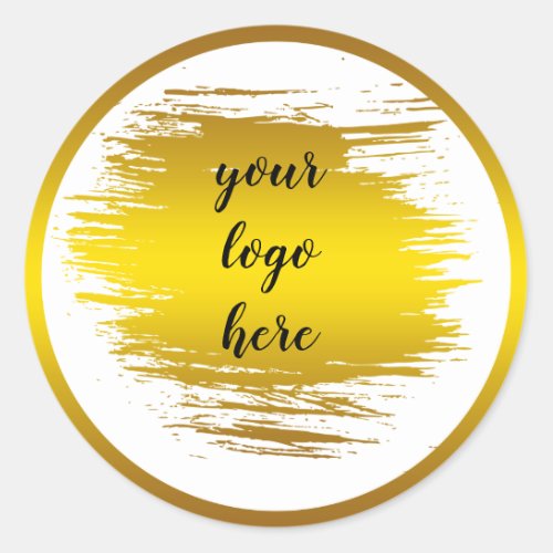 Gold Circle Rings Splatter Glitter Custom Logo Classic Round Sticker