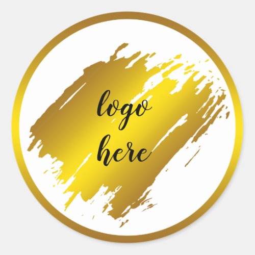 Gold Circle Rings Splatter Glitter Custom Logo Classic Round Sticker