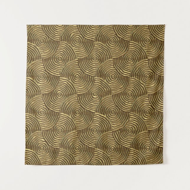 Gold Circle Texture: Abstract Seamless. Tapestry (Front)