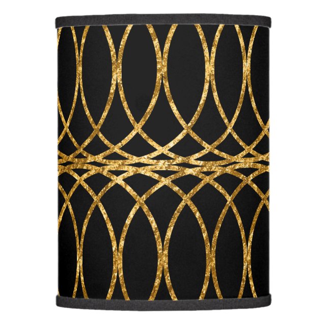 Gold Circle Trellis4 on Black Lamp Shade (Front)