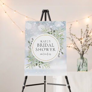 Gold Circle Winter Greenery Bridal Shower Foam Board