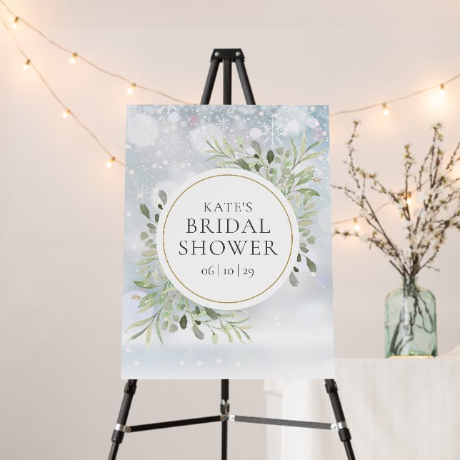 Gold Circle Winter Greenery Bridal Shower Foam Board (In Situ (Stand))