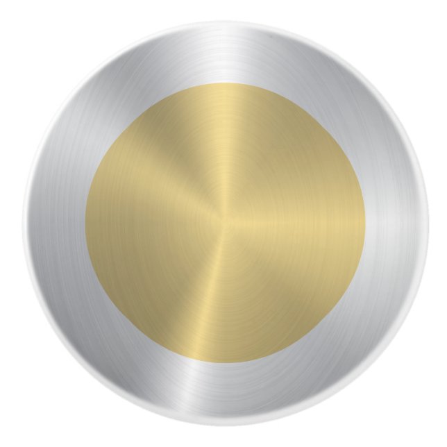 Gold circle with silver border ceramic knob (Front)
