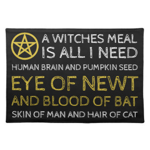 Gold Circled Pentagram, Halloween Cloth Placemat