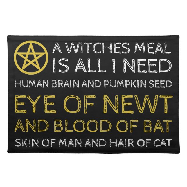 Gold Circled Pentagram, Halloween Cloth Placemat (Front)