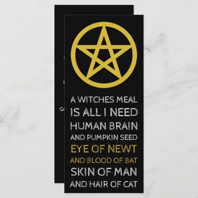 Gold Circled Pentagram, Halloween Menu (Front/Back)