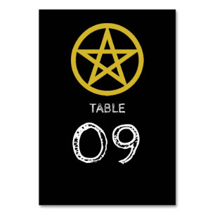 Gold Circled Pentagram, Halloween Table Number