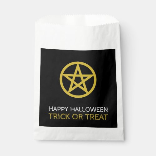 Gold Circled Pentagram Happy Halloween Favor Bag