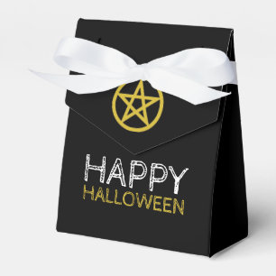 Gold Circled Pentagram, Happy Halloween Favor Boxes