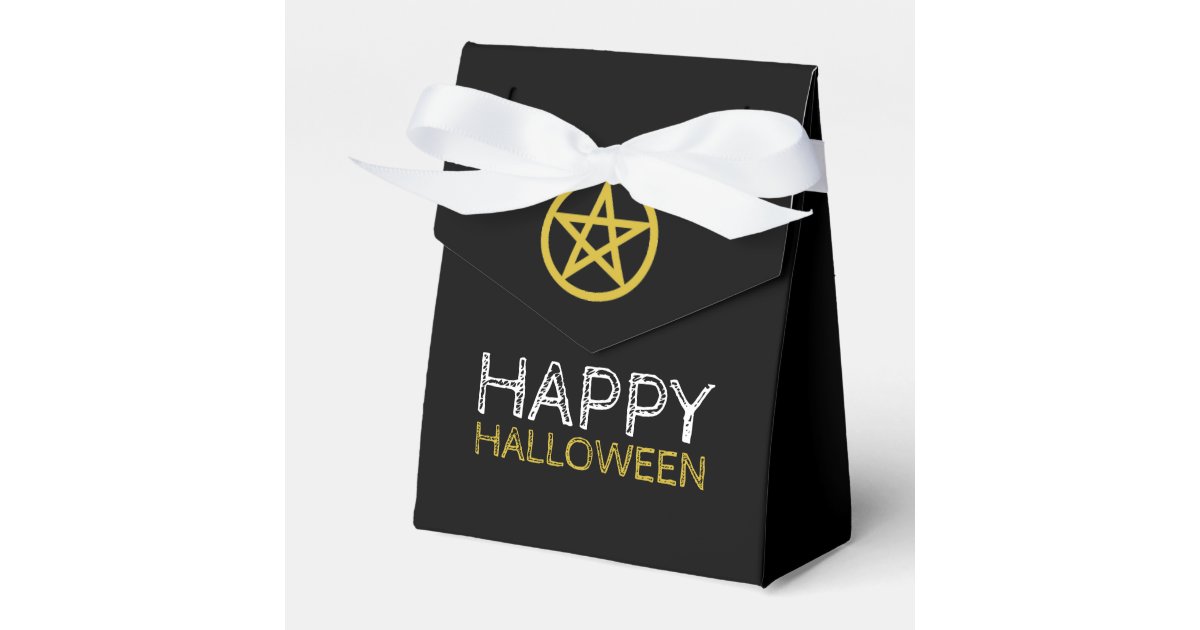 Gold Circled Pentagram Happy Halloween Favor Boxes Zazzle